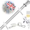 NQ Asta per bandiera da giardino da 1,8 m con supporto per asta per bandiera, in acciaio inox, kit per casa, asta per bandiera per esterni, asta per bandiera da parete (argento)