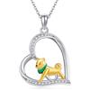 HUKKUN Graziosa collana a forma di cuore in argento 925 con nome di barba/Shihtzu/Lemur/Chihuahua/Mops/Pastore Cane Rosso Panda Ciondolo Collana Carino Gioielli Regalo Donna, M, Argento sterling, Non