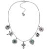 VLNET® | Vestopazzo collana girocollo con ciondoli mix natura e cuore sacro | placcato in argento | lavorazione artigianale | lunghezza 38+8 cm