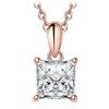 JewelryPalace 1ct Collana Solitario Donna Argento 925 con Creato Moissanite, Collana Ciondolo Pietra a Taglio Principessa con Catena Maglia 45cm, Collane Pendenti in Oro Rosa Set Gioielli Donna