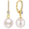 ZDaoBen Orecchini Perle Donnain Argento Sterling 925 Leverback Orecchini Pendenti Perla Zrconi Diamantati Perle Gioielli Regali per Donne 10 mm Placcato in oro