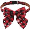 GUOYOU Collare Natalizio Cane 1.5 * 35CM Collare Gattocollare Gatto Collari Regolabile Vestito Natale Cane con Fiocco Staccabile Rosso Natale per Cani di Piccola Taglia Medio Grande Gatti(S)