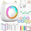 ZQEJEFD Mini Stampante Fotografica, Mini Stampante Termica, Stampante Fotografica Istantanea Bluetooth Portatile con Ricarica USB & 14 Rotoli di Carta, per Studio, Note, Diario, Elenco, Bianco