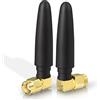 Eightwood 2 Pezzi Antenna WiFi Bibanda 2.4/5GHz Mini Antenna Omnidirezionale, Connettore RP-SMA Maschio ad Angolo Retto, Design Inclinabile Compatto per Router, Scheda PCIe, Adattatore USB, Telecamera