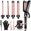 Aduarjo Ferro Arricciacapelli 5 in 1, Set Bacchetta per Capelli con Crimper Waver per Capelli e 4 Cilindri in Ceramica Intercambiabili(0.35-1.25'')Riscaldamento Rapido Doppia Tensione Arricciacapelli Regali