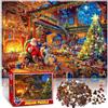 MWZEAUL Puzzle di Babbo Natale, 1000 Pezzi Puzzle di Natale, Babbo Natale Seduto Accanto al Fuoco Scoppiettante e Suoi Elfi, puzzle Classici per Bambini, Adulti, 70 x 50 cm, Colorato, Regalo Natale