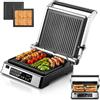 FOHERE Griglia Multifunzione, Piastra per Panini/Waffle Maker/Sandwich Maker 4 in 1, XL Piastre Antiaderenti Rimovibili 29 x 26 cm, Tempo e Temperatura Individuali, Display a LED, 2200 W