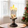 iLitLuk Globo di neve a forma di candela Lanterna LED con timer e rotella acquatica, alimentata a batterie (non incluse) Decorazione natalizia per la casa Altezza 26 cm