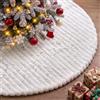 Lanpn Tappeto Sotto Albero di Natale Copribase Albero 120cm, Grande Lusso albero di Natale Copertura Base Piede Gonna per la Decorazioni per interni per feste invernali in casa (Bianco)