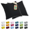 Lavea® Set 2 Federe per Cuscini da Letto 40x40 cm - Copricuscini 100% Cotone Jersey Morbidi e Traspiranti, con Cerniera YKK di Qualità, OEKO-TEX - Nero