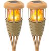 Hwishare Luci solari per esterni, torcia solare con fiamma tremolante, decorazione esterna per giardino, terrazza e cortile (2 pezzi)
