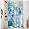 Uiiooazy Tenda Doccia Antimuffa, Tenda da Doccia 120x200cm Blu Effetto Marmo Grigio Bianco Astratta Tende da Bagno Tessuto Lavabile Impermeabile Poliestere Tende per Vasca da Bagno con 8 Anelli
