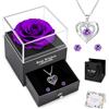 NEWUPZSI Regalo Mamma Donna Rosa Eterna con Collana - Idee Originali per Compleanno, Anniversario, Natale, San Valentino, Festa della Mamma - Regalo per Nonna