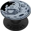 Reading Read Books Reader Nerd Cartoon A Tazza di tè al caffè, onde del mare, luna e volto umano PopSockets PopGrip Adesivo