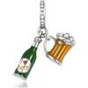 Rimgoris 925 Argento Sterling Charm Donne Bracciali Collana Lucciola Bagliore di Notte Solido Coniglio Cuore Rosa Giorno della Mamma Uovo di Pasqua Libellula Smalto Libellula Uccello Colibrì