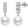 ZDaoBen Orecchini Perle in Argento Sterling 925 Perle Orecchini a Bottone Pendenti Regali di Gioielli con Perles per Donne Perles bianche 10 mm