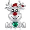 Kerraom Charm Natale en Argent 925 pour Femme Bracelets Collier Charms Renna Pendente Fiocco di Neve per Braccialetti Argento 925 Natale Campanella Charms Bead