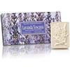 Saponificio Artigianale Fiorentino Confezione regalo 3 saponette rettangolari lavorazione artigianale essenza lavanda toscana scolpite ciuffo lavanda