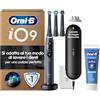 Oral-B iO 9 Spazzolino Elettrico Ricaricabile, con 3 Testine di Ricambio, Nero - 3 Testine di Ricambio per Spazzolino Elettrico, Custodia da Viaggio + 1 Dentifricio Pro Expert, Pulizia Denti Efficace