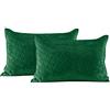 AmeliaHome Velvet Laila - Federa in Poliestere, 2 Pezzi, 50 x 70 cm, Colore: Verde