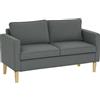 EasyComfort Divano 2 Posti con Spazio Contenitore e 2 Cuscini, in Tessuto Effetto Velluto e Legno, 140x63x79 cm, Grigio
