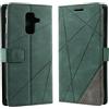 Vankii Cover per Samsung Galaxy A6 Plus 2018, Flip Caso Libro Premium Portafoglio Custodia in Pelle PU Magnetica,Custodia Pelle Sintetica TPU Silicone Antiurto,Funzione Supporto Slot Schede (Verde)