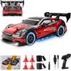 SGZIOO Macchina Telecomandata Drift 1:24, 20km/h Macchina Radiocomandata, 2,4 GHz Mini RC Car, RC Drift Car con Luce LED, con 4 Pneumatici e 4 Blocchi Stradali, per Adulti e Bambini