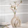SUKIYPO Vaso Decorativo da Interno, SUKIYPO Aggiornato Set di 2 Vaso Cavi in Ceramica, Moderno Beige più Grande Vasi per Nordico, Vasi di Fiori Estetici Boho Rotondi per Casa