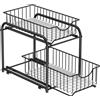 SONGMICS Organizer da Cucina, Scaffale a 2 Ripiani Rimovibile per Armadio, Organizer Impilabile Sotto il Lavello con Cassetti, per Cucina, Bagno, Classico Nero/Argento/Nero Inchiostro/Grigio