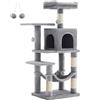 Feandrea Albero per gatti Feandrea, altezza 112 cm/143 cm, torre per gatti, con 4 tiragraffi, 2 piattaforme, 1 grotta, 1 amaca, 2 pompon, tessuto felpato, multilivello, rosa confetto/bianco crema/grigio