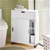 SoBuy BZR31-W scaffale di nicchia armadio da bagno armadio da bagno carrello da bagno con 2 ante scorrevoli e 1 comò con patta per bagno Bianco