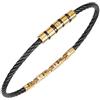 Breil, Collezione Loop, Bracciale Uomo in Acciaio, Design Contemporaneo, Sottili Cavetti in Acciaio Colorato, Tag con Linee Pulite e Minimal, Pratica Chiusura Regolabile 17.5-20.3 cm, Color Nero-Gold