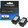 PrintAbout Cartuccia compatibile Canon PG-512 / CL-513 - Nero + 3 colori Alta capacità Multipack
