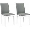 vidaXL Sedie da Pranzo con Cuscini 2 pz Bianco Legno Massello di Hevea