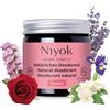 Niyok® Deocrema 2-in-1 Flowers (40 ml) - Crema deodorante anti-traspirante naturale - Senza alluminio - 24h protezione - Solido, vegano - Per donna e uomo