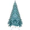 SHATCHI Albero di Natale blu floccato con neve spolverato pino artificiale pieghevole supporto in metallo 1084 punte rami innevati cespuglioso lusso decorazione casa vacanza