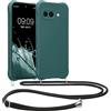 kwmobile Custodia Compatibile con Google Pixel 9a Cover - Back Case in Silicone TPU - Protezione Smartphone con Cordino - petrolio