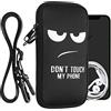 kwmobile Custodia in Neoprene con Zip per Smartphone - Portacellulare a Tracolla - Porta Cellulare da Collo Universale - Cover Borsa Telefono Don't touch my phone