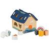 Hauck Sort N Build - Cubo attività in Legno a Forma di Casa, Giocattolo Educativo per Bambini da 1 Anno con 8 Blocchi da Infilare, Tetto Rimovibile, per Sviluppo Motorio e Apprendimento di Forme