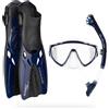 CRESSI Tino Adventure Set Clear/Blue Navy [L/XL] - Set Pinne Tonga, Maschera Tino e Snorkel Scilla, per Snorkeling e Immersioni, Trasparente/Blu Navy, L/XL, Adulti