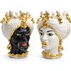 CERAMICHE CALTAGIRONE Teste di Moro in Ceramica Decorata Luxury White Gold H. 40 cm x L. 30 cm