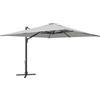 Outsunny Ombrellone a Sbalzo con Manovella e Base a Croce, in Poliestere, Alluminio e Metallo, 365x297x256 cm, Grigio Chiaro