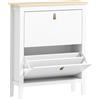 HOMCOM Scarpiera Slim 2 Cassetti per 14 Paia di Scarpe Taglia EU44 e Ripiani Regolabili, 80x24x95.5cm, Bianco