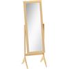 HOMCOM Specchio da Terra Reclinabile con Cornice Rettangolare, 47x46x148 cm, Effetto Rovere | Aosom Italy