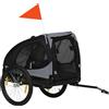 PawHut Rimorchio per bici per cani con finestre in rete, riflettori e bandierina di sicurezza 140 x 71 x 83 cm nero | Aosom Italy