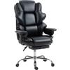 HOMCOM Sedia da Ufficio con Poggiapiedi e Poggiatesta, in Pelle PU, Schiuma e Metallo, 76x73x117-125 cm, Nero | Aosom Italy