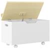 AIYAPLAY Baule Portagiochi per Bambini 3-8 Anni con Ruote, Coperchio a Forma di Nuvola, in Legno, 59x30x53 cm, Bianco | Aosom Italy