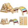 AIYAPLAY Set da arrampicata 7-in-1 per bambini, in legno con scivolo, Multicolore | Aosom Italy