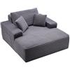 VEVOR Chaise Longue 124 cm, Divano Letto Imbottito con Cuscini Decorativi e Braccioli, Divano Letto con Seduta Profonda per Soggiorno, Poltrona Lounge in Spugna Altamente Elastica, Grigio