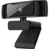 ATLANTIS Webcam 2K, 5 Mpixel 2560x1944/30fps e Full HD, fuoco automatico autofocus, Doppio Microfono Omidirezionale, bilanciamento del bianco, angolo vis 90°, adatta per videochiamate, USB,P015-U965HD